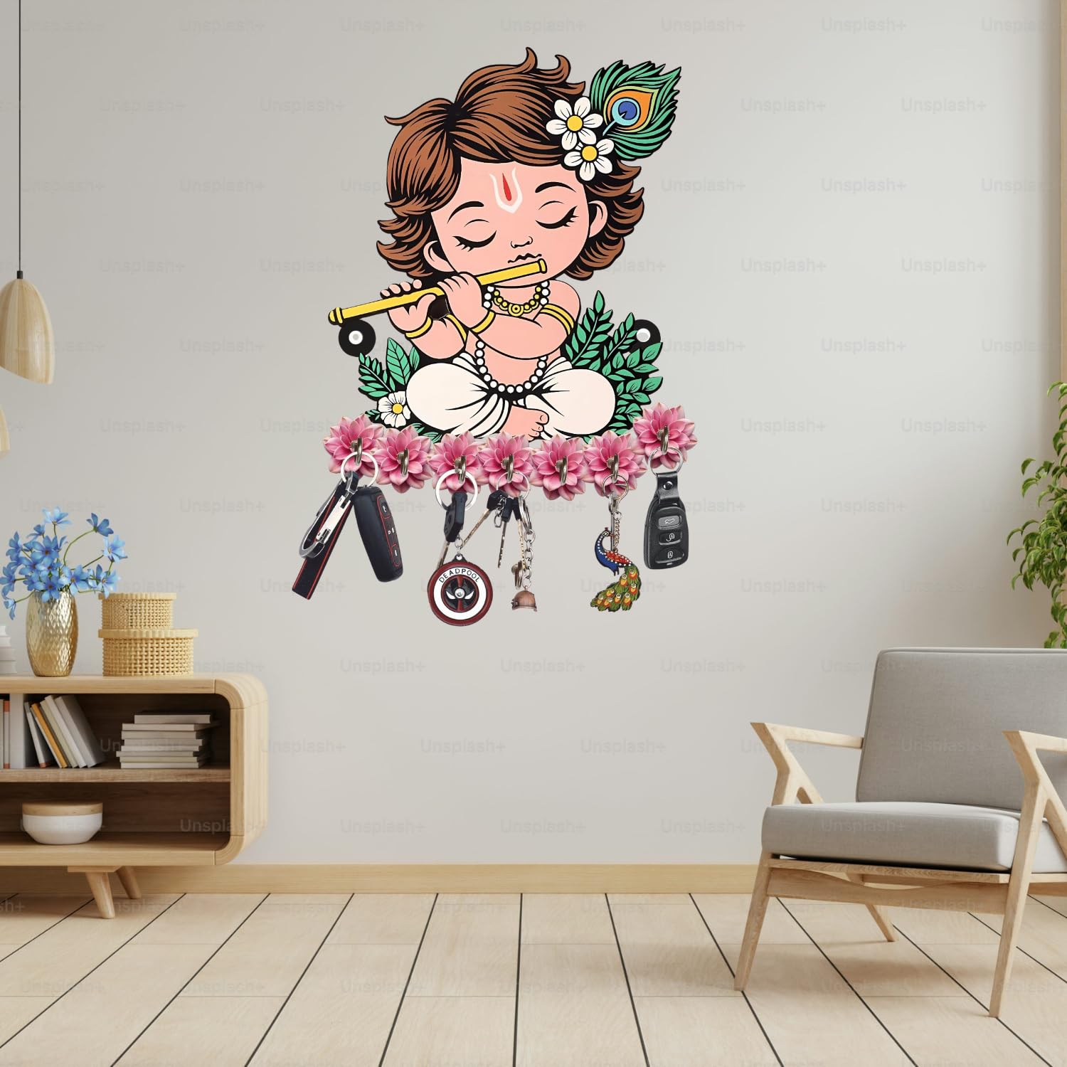 Webelkart Premium Cute Krishna Key Holder for Home/Office Decor/Key Hanger for Wall Decor,Decorative Item for Home (Cute Krishna)