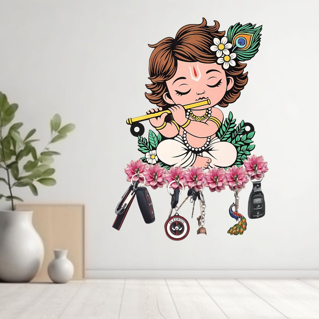 Webelkart Premium Cute Krishna Key Holder for Home/Office Decor/Key Hanger for Wall Decor,Decorative Item for Home (Cute Krishna)