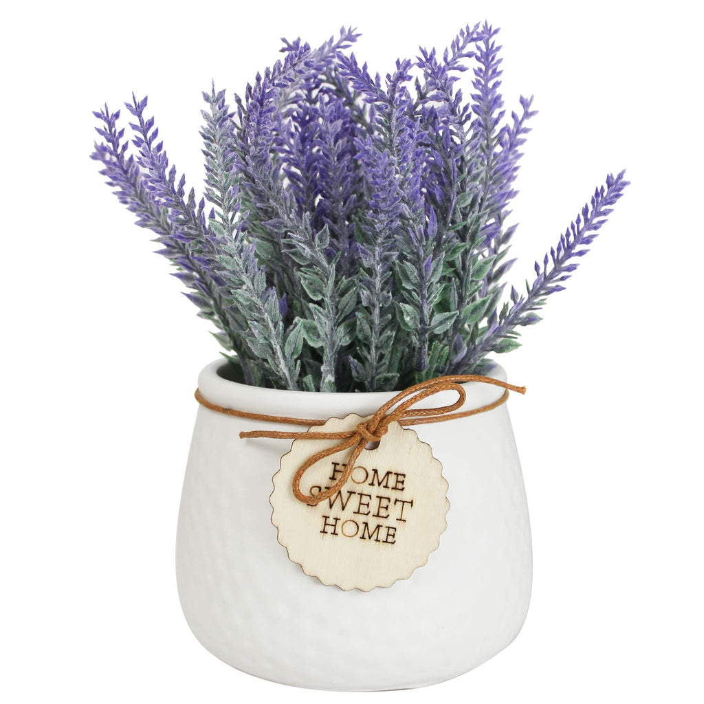 TIED RIBBONS Polyester Artificial Lavender Flower Plant with Pot (Multi, 22.8 Cm X 10.1 Cm) Home Décor Items for Living Room Balcony Kitchen Bedroom Office Table Top Decoration