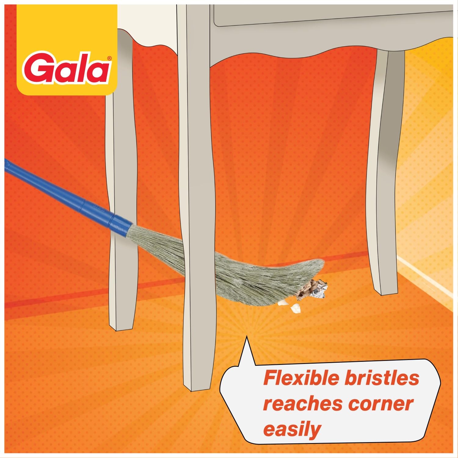 Gala No Dust Broom For Floor Cleaning, broom stick for home floor cleaning, Jhadu for home cleaning, Made of washable Fibers (Pack of 1)