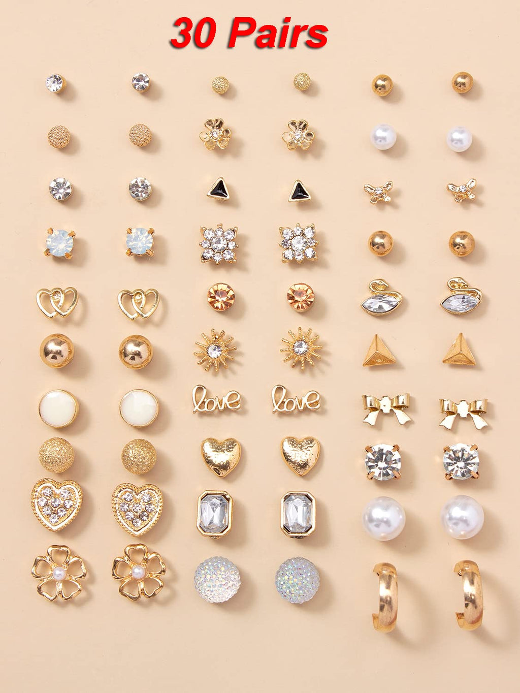 Shining Diva Fashion 30 Pairs Earrings Combo Set Latest Stylish Crystal Pearl Earrings for Women and Girls (14784er)