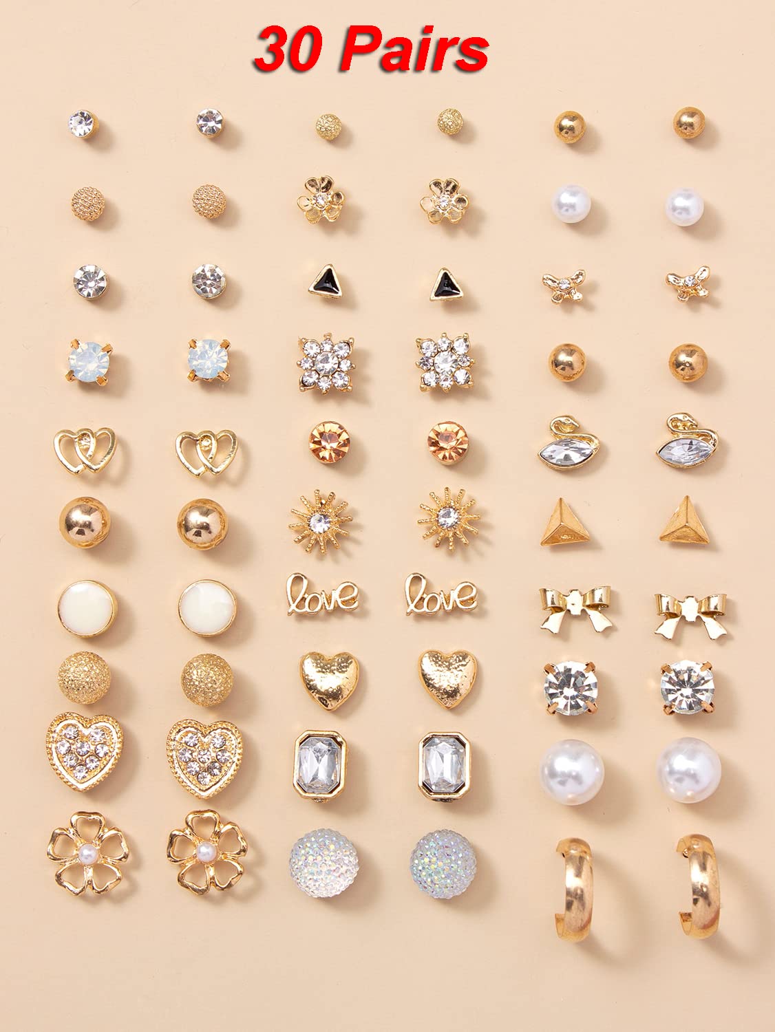Shining Diva Fashion 30 Pairs Earrings Combo Set Latest Stylish Crystal Pearl Earrings for Women and Girls (14784er)