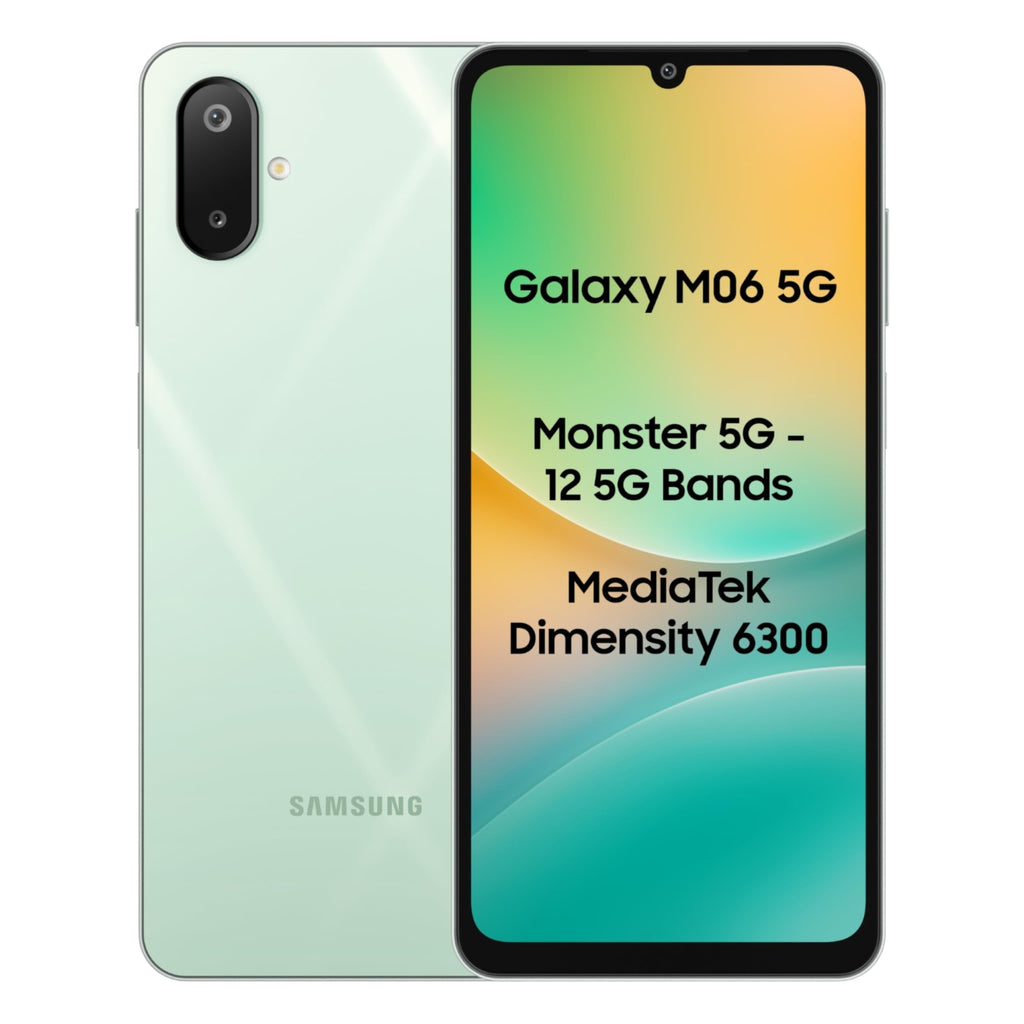Samsung Galaxy M06 5G Mobile (Sage Green, 4GB RAM, 128GB Storage) | MediaTek Dimensity 6300 | AnTuTu 623K+ | 12 5G Bands | 25W Fast Charging | 4 Gen OS Upgrades | 50MP Camera | Without Charger