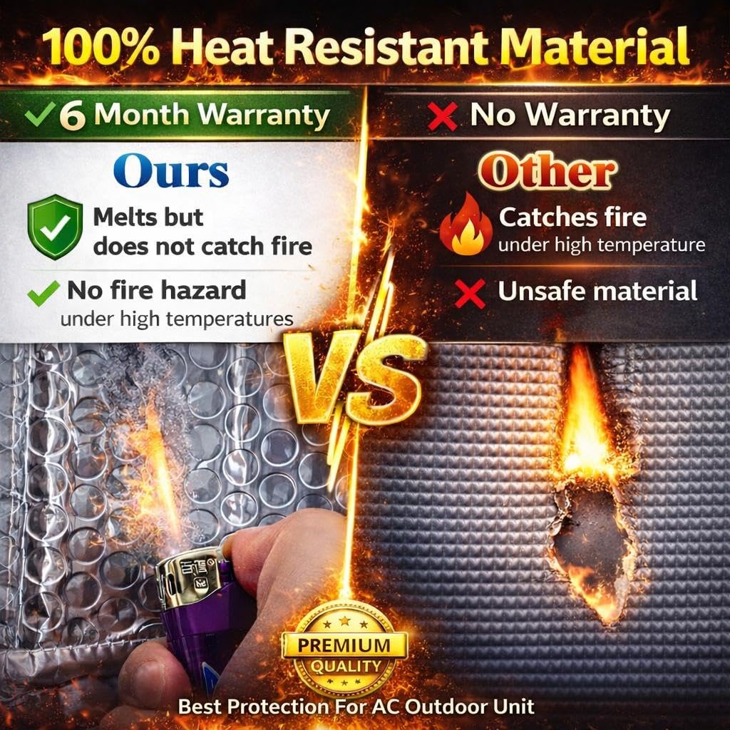 AC Outdoor Unit Protector Cover | Waterproof & Heat Resistant Insulation Sheet | Heavy Duty AC Outdoor Cover for 1.5 Ton Split AC | Sun, Rain & Dust Protection