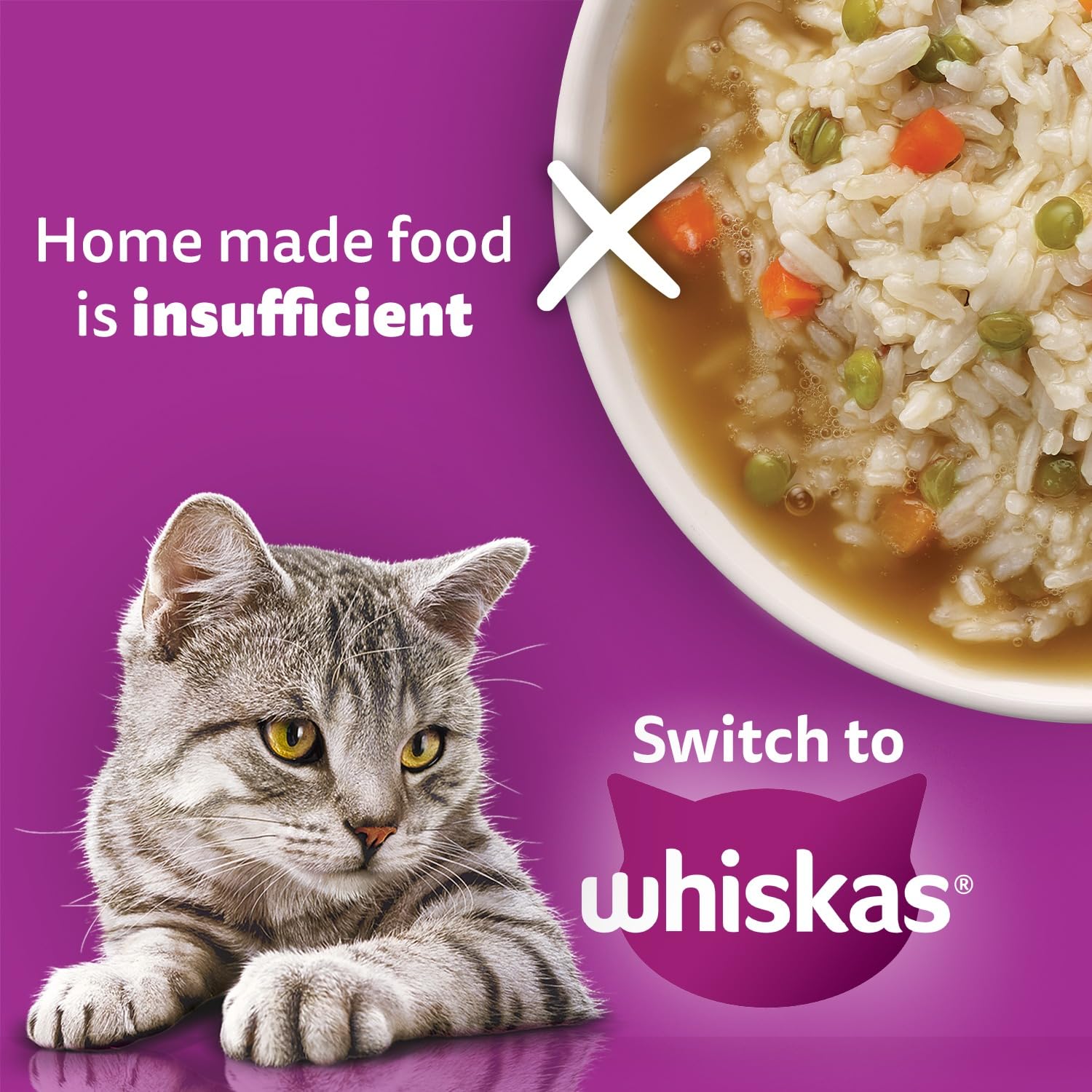Whiskas Adult (1+ Years) Wet Cat Food, Salmon in Gravy, 80 g (Pack of 14), Hydrating Food Made With Real Fish, 100% Complete & Balanced Nutrition for Adult Cats