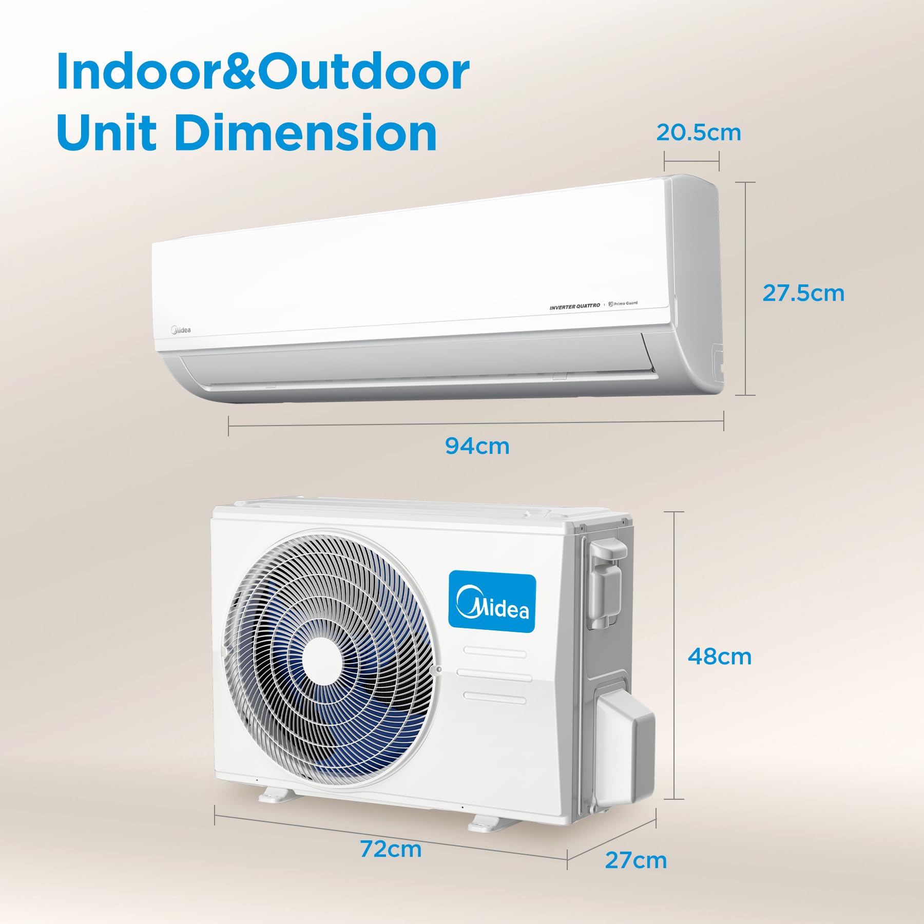 Midea 1.5Ton 3S,New Star rated, Wi-Fi AI Inverter Split AC(Copper,Convertible Gear 6-in-1, Turbo Mode, Dry Mode for Monsoon, Auto Clean&HD+PM 2.5 Filter,Santis Max DLX Wi-Fi -MAI18SD3R36W0,White)