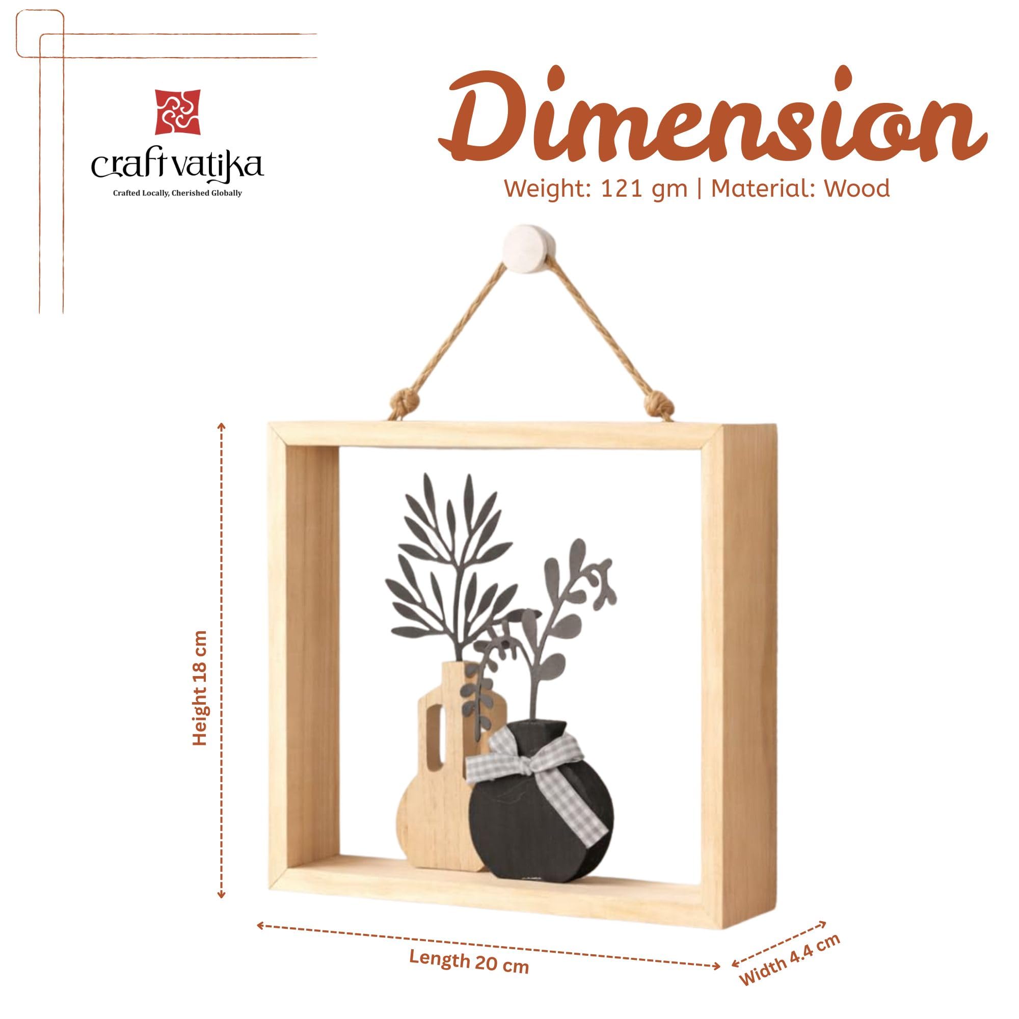CraftVatika Wooden Frame Botanical Wall Decor for Home Decoration | Minimalist Hanging Frame with Artificial Plant Design | Decorative Wall Art for Living Room Bedroom Office Interior