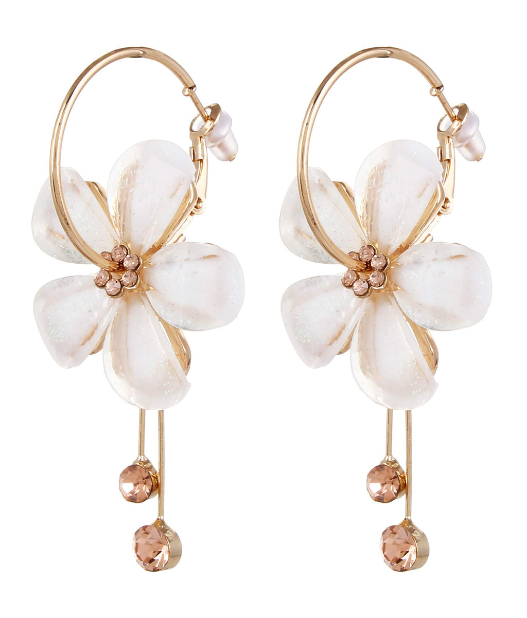 YouBella Jewellery Gifts Stylish Latest Western Ear rings Gold Plated Floral Earrings for Girls and Women (White)