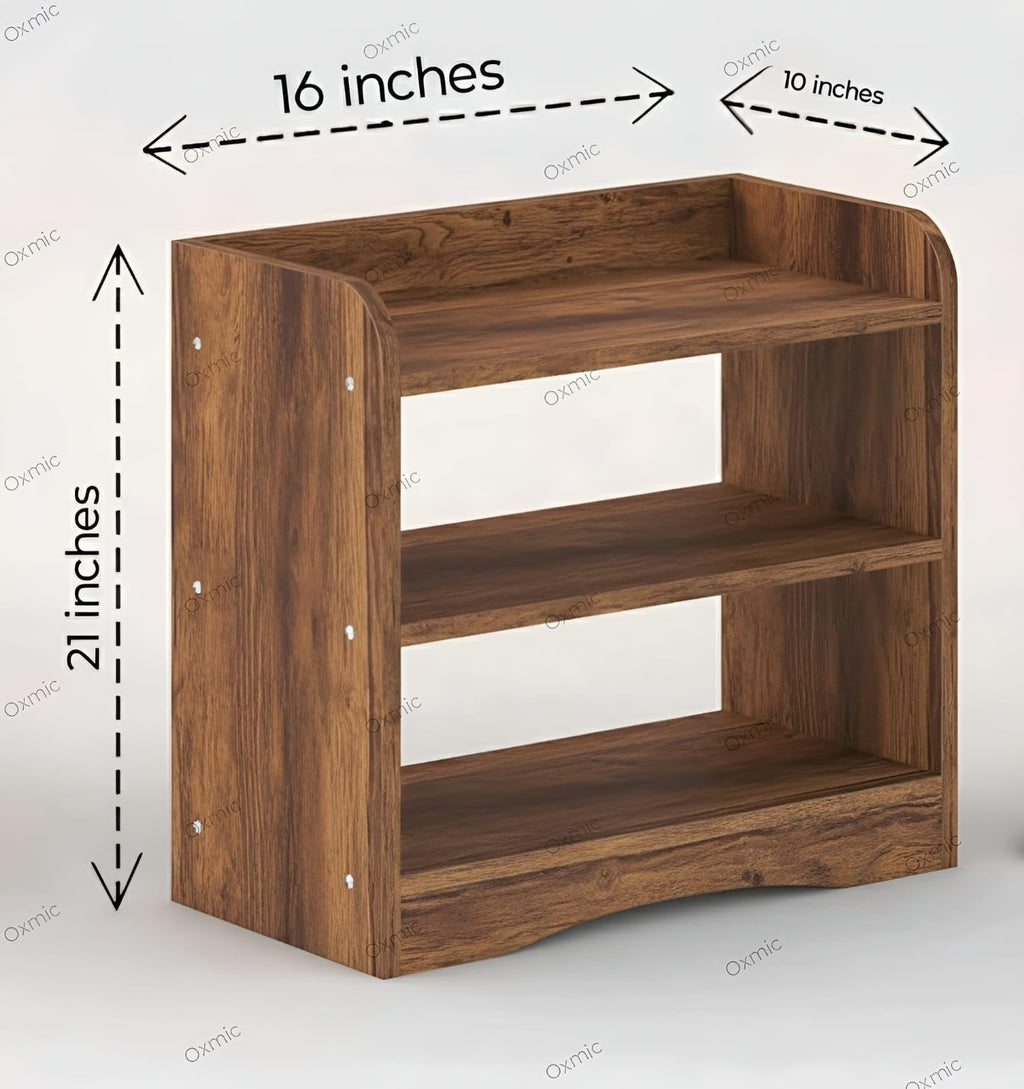 Shoper cart Side Tables for Bedroom, Bed Side Tables for Bed Room, Wooden End Table with Open Shelves, Bedside Table with Storage, Natural Wood Finish (Rustic)