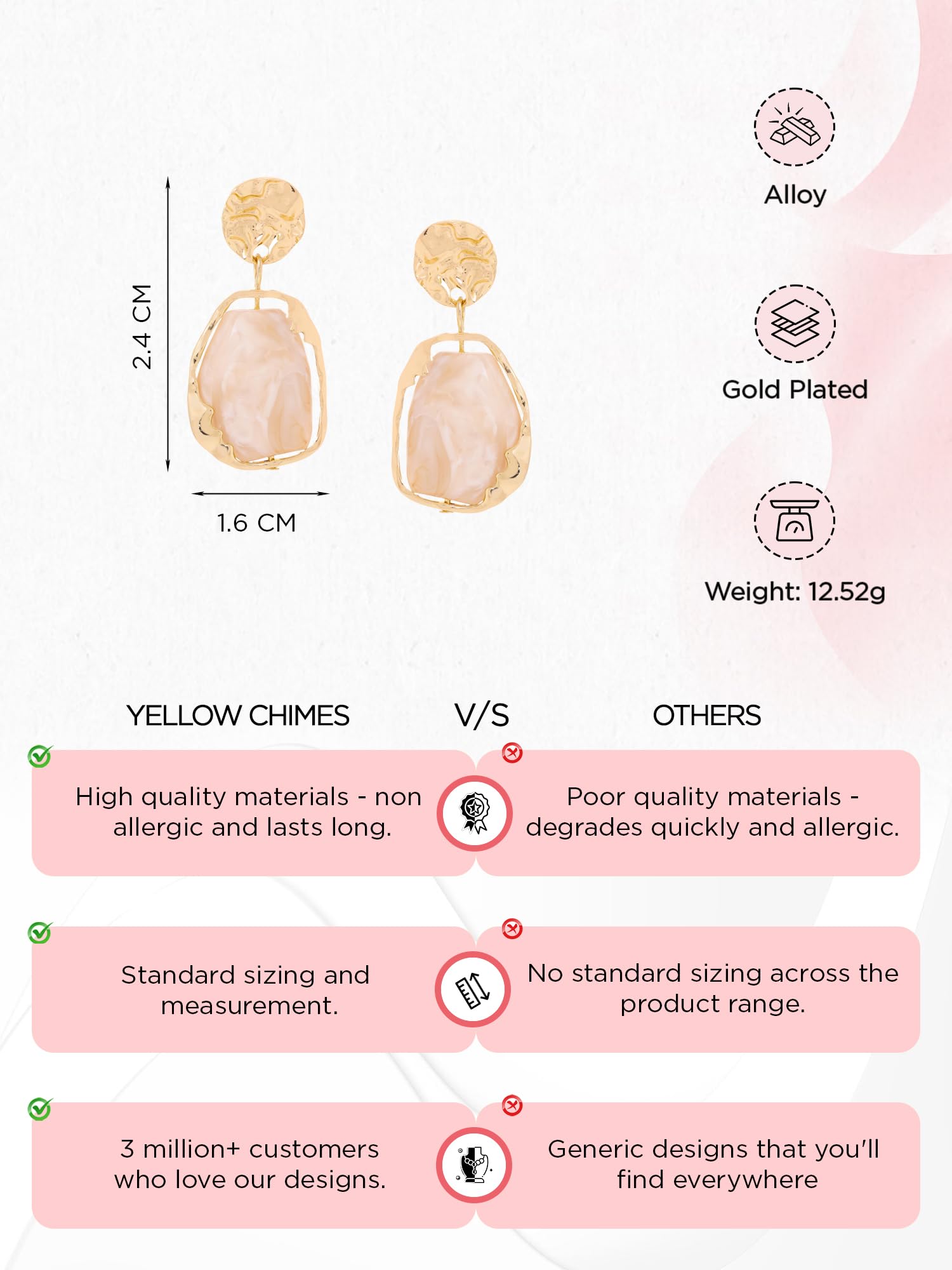 Yellow Chimes Earrings for Women and Girls Stone Drop | Gold Tone Stone Studded Drop Earrings | Birthday Gift for girls and women Anniversary Gift for Wife