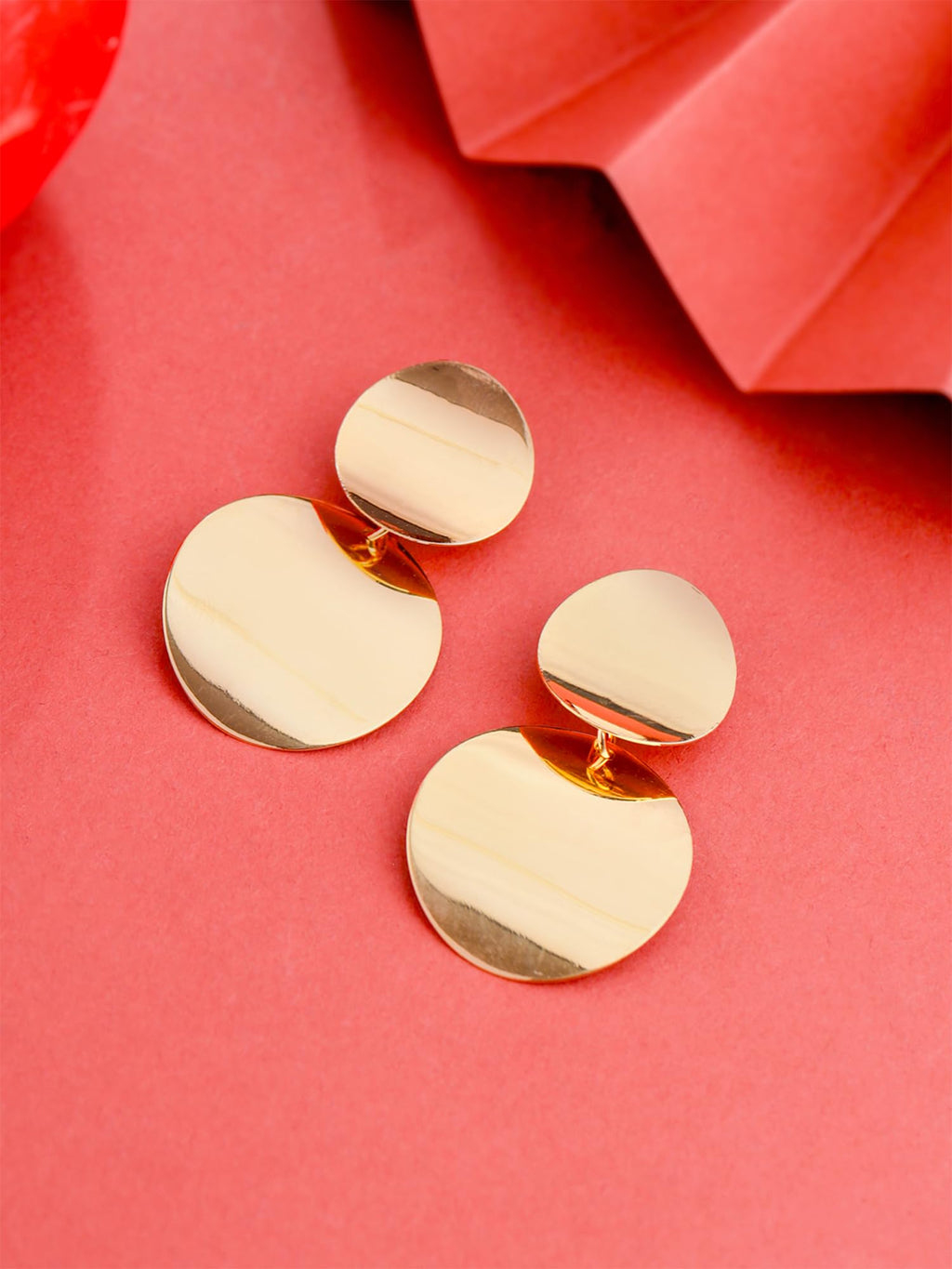 Yellow Chimes Earrings for Women Gold Plated Earrings Geometric Round Dual Circle Earrings For Women and Girls.