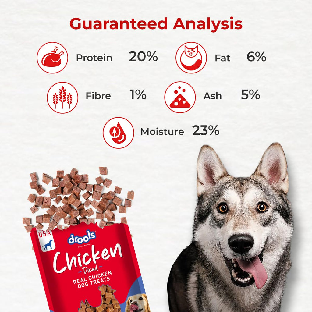 Drools Puppy & Adult Diced Dog Treats 70g | Real Chicken Flavour | Rich in Protein | No Artificial Preservatives | Best for Training & Bonding