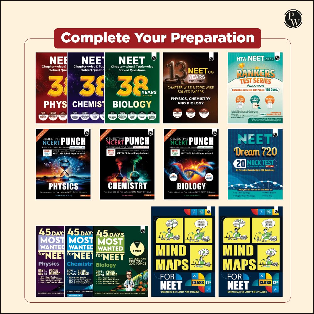 PW 38 Years NEET Previous Year Solved Question Papers Physics, Chemistry and Biology PYQ Combo Set of 3 Books (2025 - 1988) Chapterwise Topicwise Solutions For NEET Exam 2026 [Paperback] PW