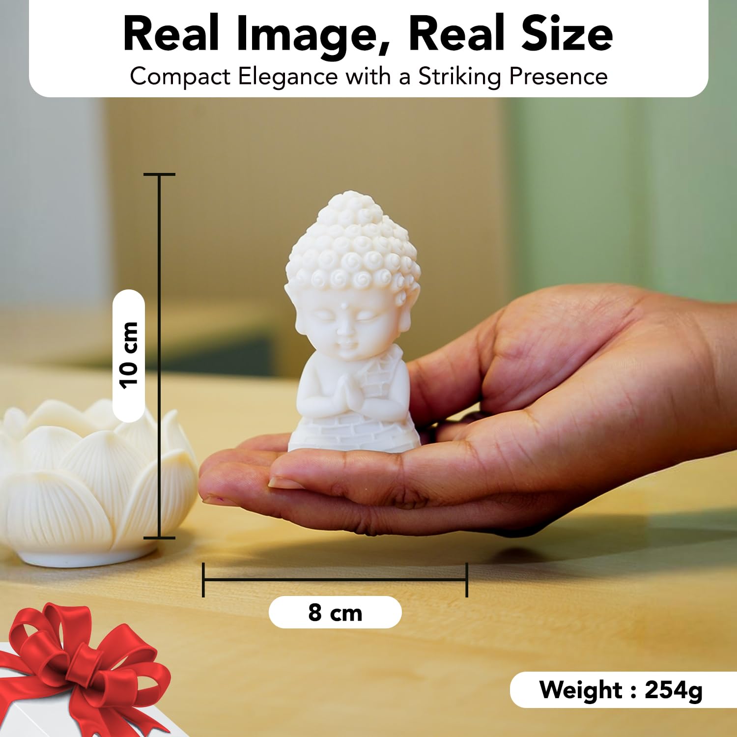 Ekhasa Nostrae Buddha with Lotus Show Pieces for Home Decor Living Room Decor Items | Cute Showpieces Gift Item for Decoration | Serene Center Table Tv Showcase Office Interior Statue Figurines