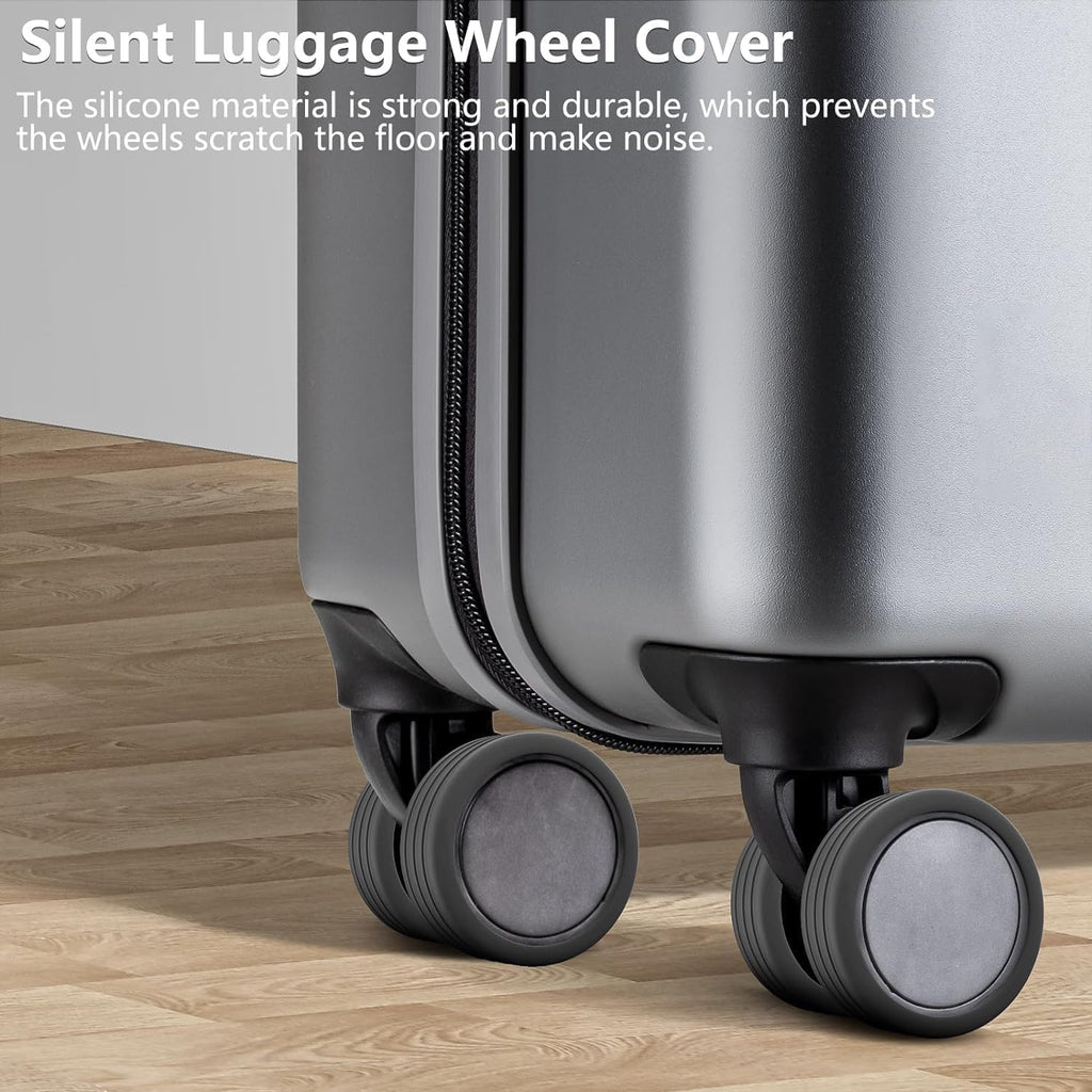 ARKETICK Luggage Wheel Silicone Protector Cover Trolley Wheel Cover Shock Absorption for Suitcase Spinner Wheel Bag/Chair [Black] (8)