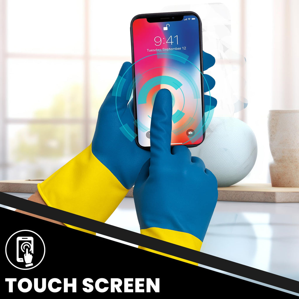 Robustt Heavy Duty Rubber Hand gloves - 1 Pair (Free Size, Multicolor) for Dishwashing, gardening, kitchen cleaning