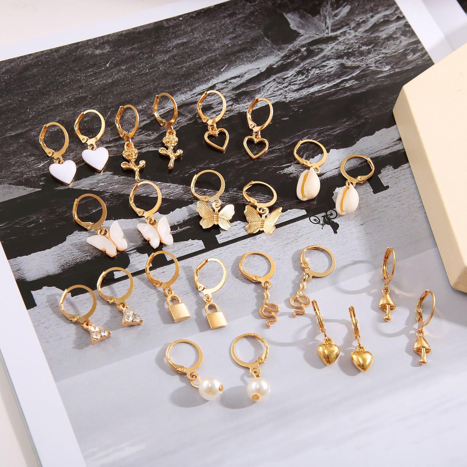 Shining Diva Fashion 12 Pairs Combo Set Latest Stylish Drop Earrings for Women and Girls (15859er)