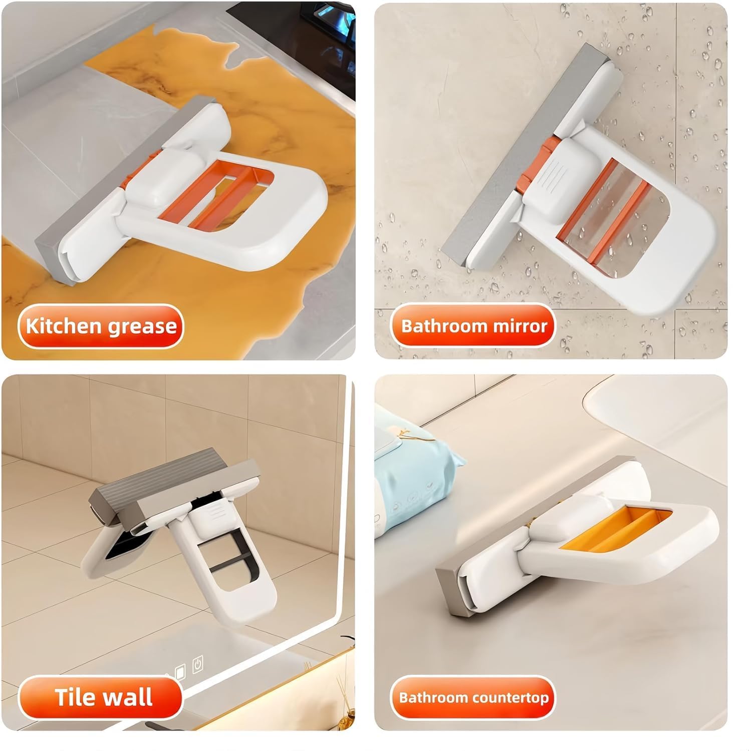 Zestzen Mini Foldable Sponge Cleaner with Self-Wringing Handle | Compact Wet & Dry Cleaning Tool for Home, Kitchen, Bathroom, Car & Office | Portable Space-Saving Cleaner