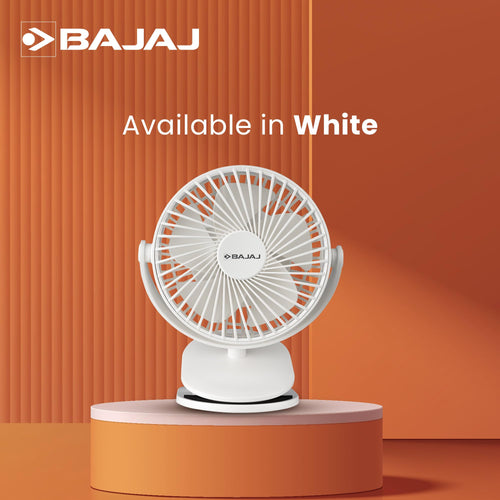 Bajaj Pygmy Mini Fan 110MM | USB Charging | Multi-Clip Function | Rechargeable | 4-Hr Back-up | Silent Operation | Longer Battery Life | Energy Efficient | Portable 【Blue】