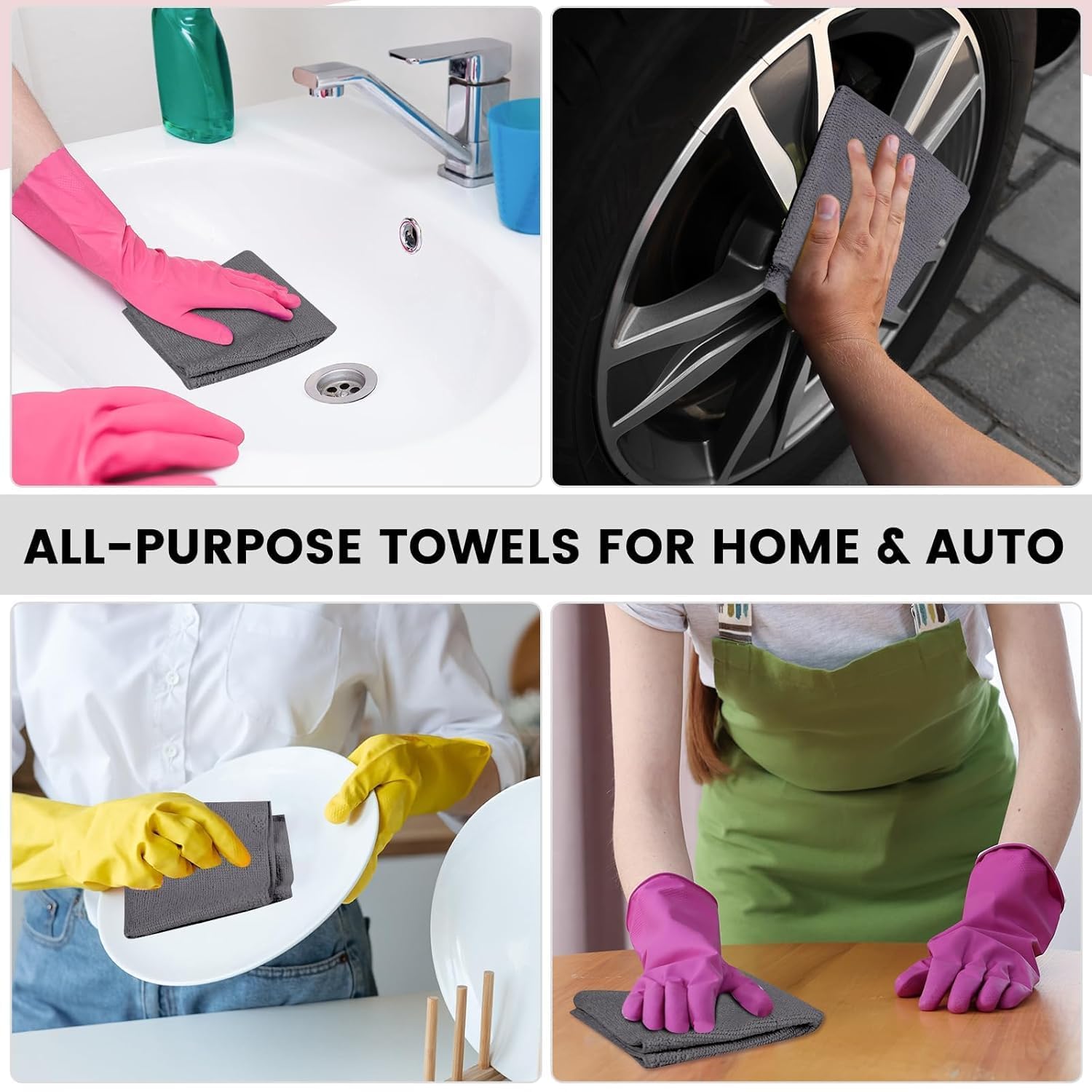 KESI ORNAMENTS Microfiber Cleaning Cloth 1 Roll - Tear-Away Reusable Microfiber Paper Towels, Lint-Free, 2000 Time Washable Scratch-Free, Kitchen Towels for Car, Home, Kitchen, Glass, Dishes (Grey)
