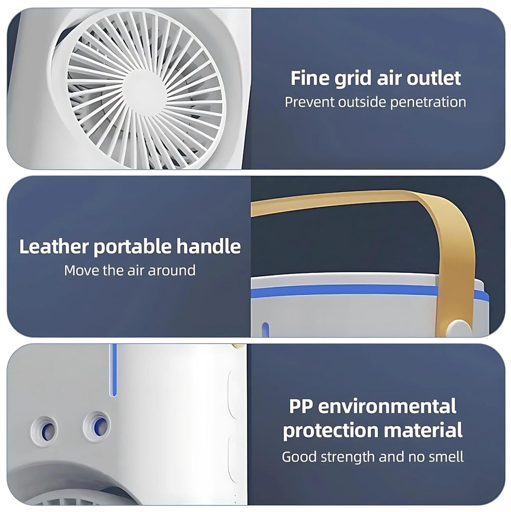 Portable Air Cooler Fan with Mist Function, Dual Fan Design, 700ml Water Tank, USB Powered, Remote Control, LED Light, Timer Settings, Carry Handle (Double Ended Spray Air Cooler Fan)
