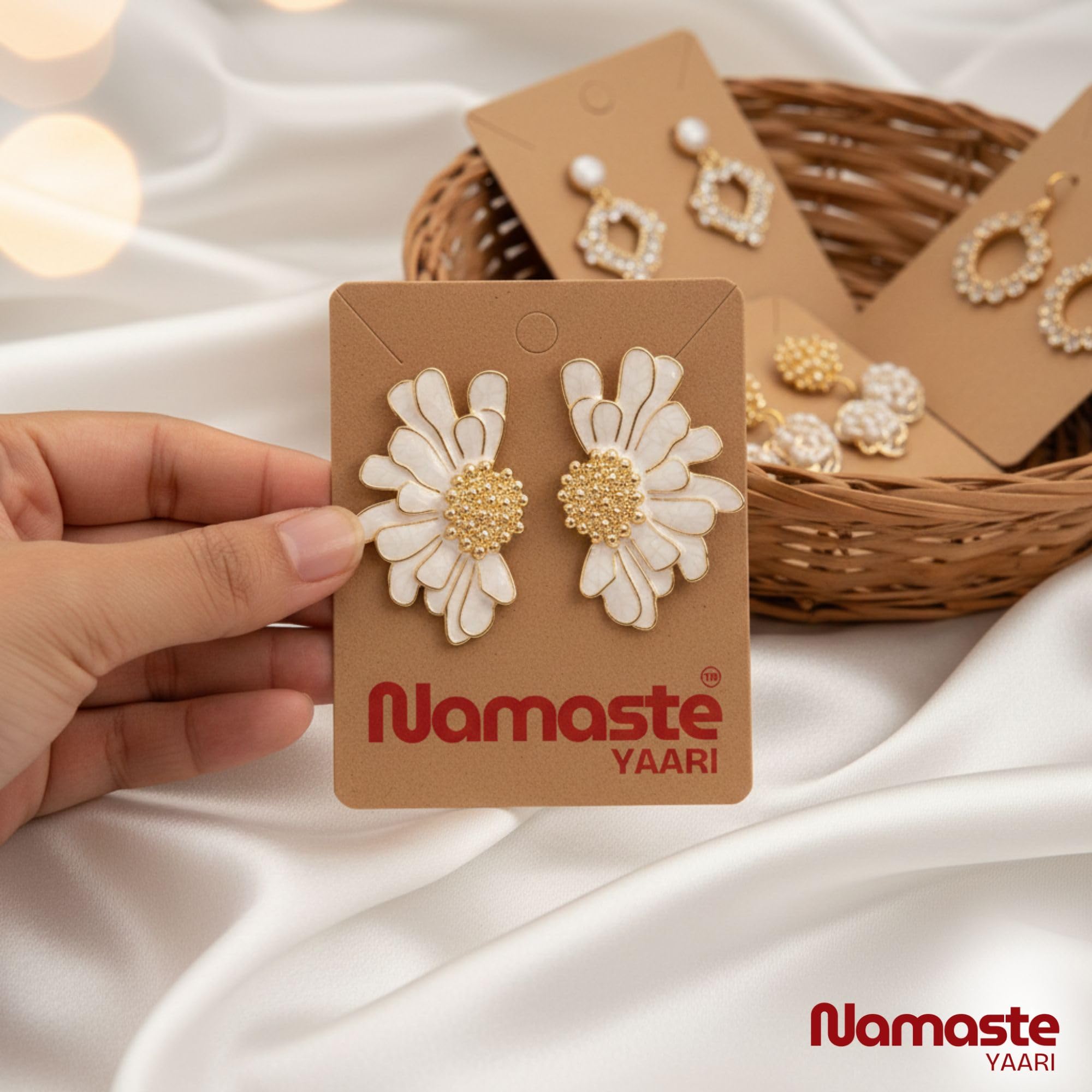 NAMASTE YAARI Elegant Korean Floral Statement Earrings for Women | Gold-Plated Daisy Inspired Ginkgo Leaf Design | Lightweight Summer Party & Beach Jewelry | Earrings for girls stylish