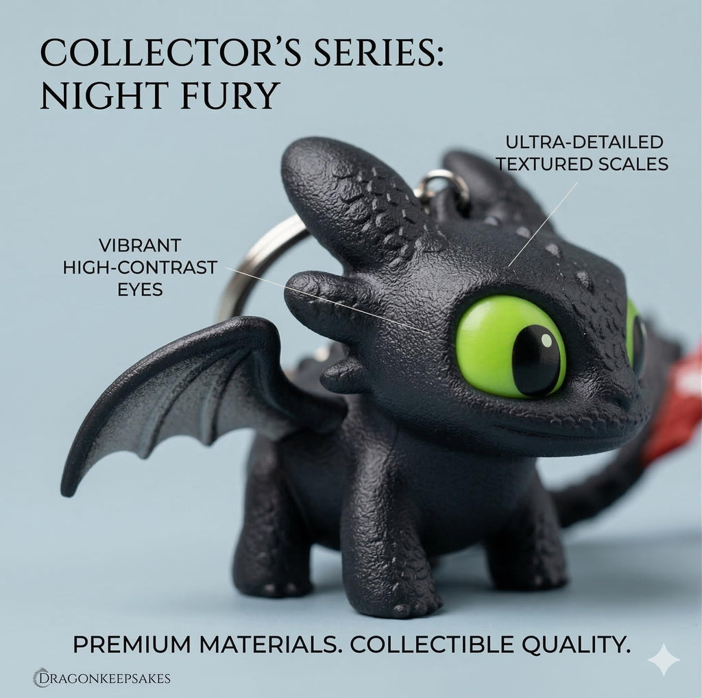 DEVAR Dragon Keychain Toy with LED Light & Moving Wings, Night Fury Glowing Dragon Keychain | Mini Fantasy Figure Creature Charm for Car Dashboard, Bike Keys, Backpack Bag Accessory & Kids Gift