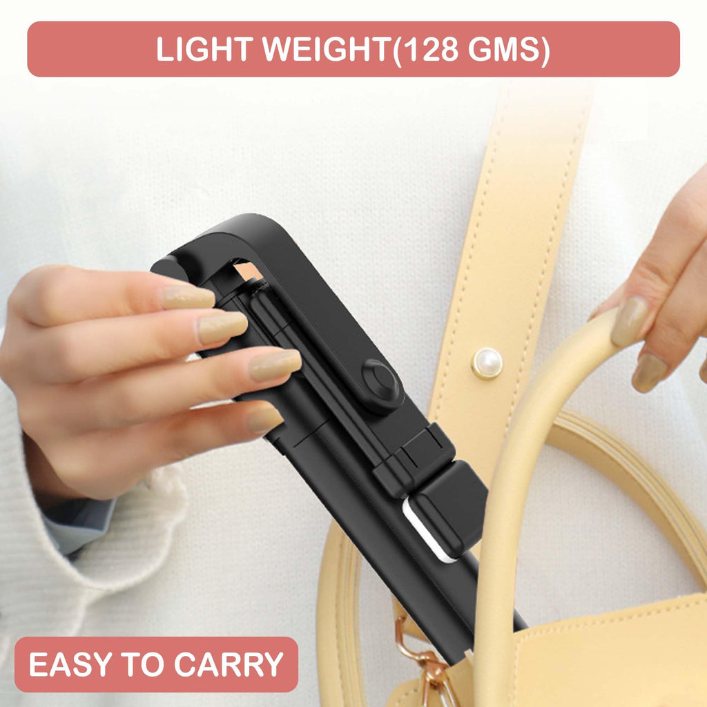 Kratos 28 Inch Selfie Stick Tripod Stand with Light, 3-in-1 Multifunctional Design, Rechargeable LED Light with Two Brightness Levels with Bluetooth Remote for Makeup, Selfie & Photoshoot