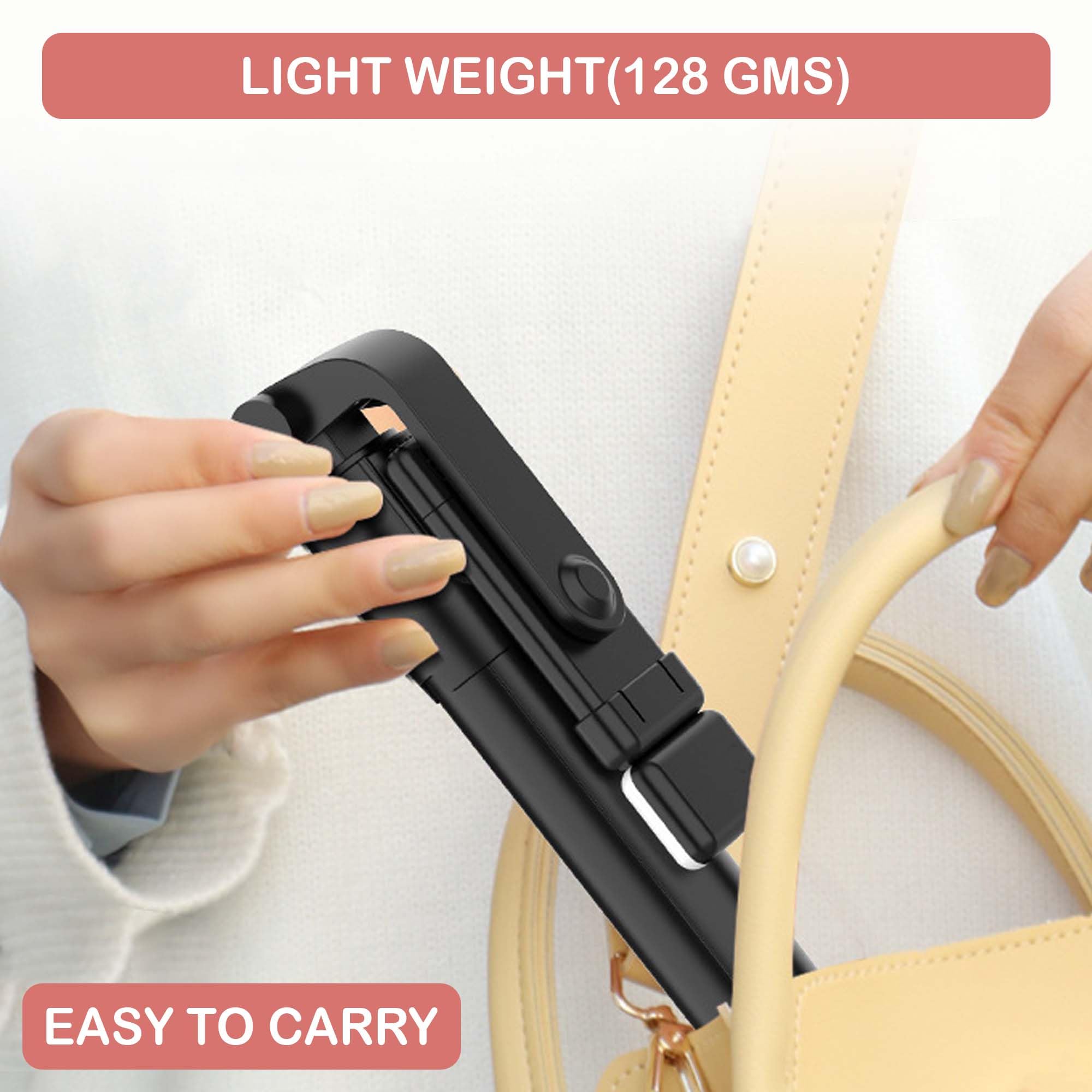 Kratos 28 Inch Selfie Stick Tripod Stand with Light, 3-in-1 Multifunctional Design, Rechargeable LED Light with Two Brightness Levels with Bluetooth Remote for Makeup, Selfie & Photoshoot