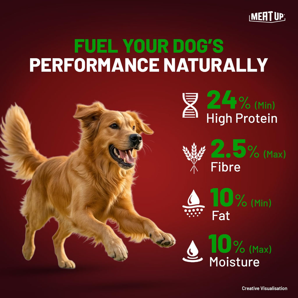 Meat Up Adult Dry Dog Food 3kg + 3kg (Free) 6kg | 100% Vegetable | Buy 1 Get 1 | Healthy Skin and Beautiful Coat | Antioxidants | Vitamins and Minerals