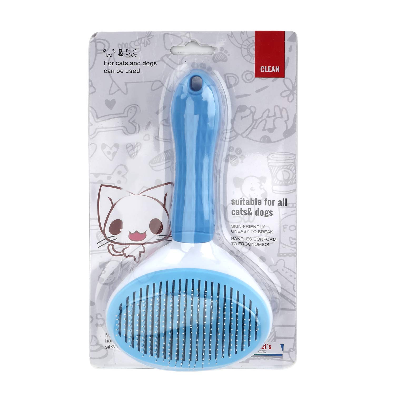 Depets Self Cleaning Slicker Brush, Pet Grooming Shedding Brush for Dogs and Cats - Easy to Remove Loose Undercoat, Pet Massaging Tool Suitable for Pets with Long or Short Hair Color May Vary