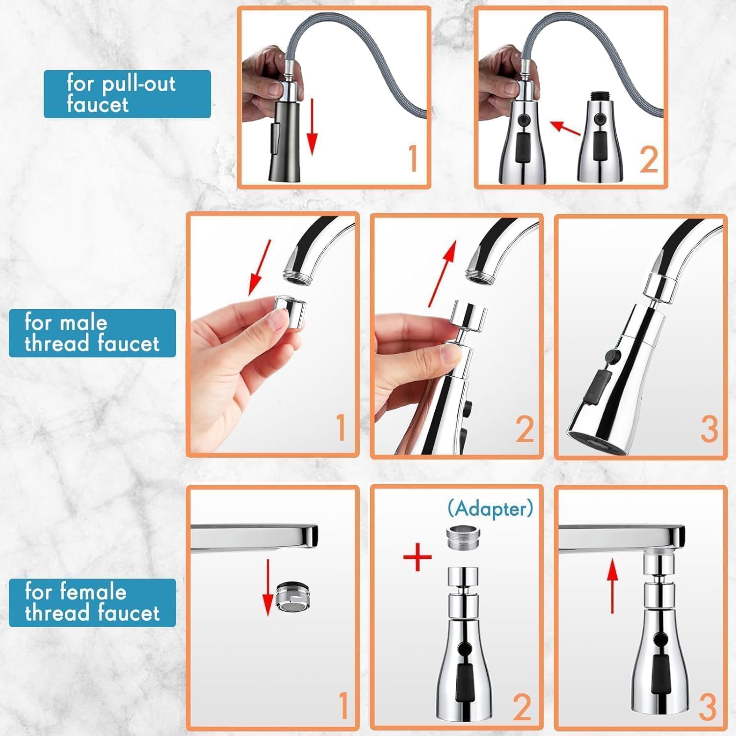 fediyo Tap Extender for Kitchen Sink, Flexible Faucet with Tap Extension for Convenient Use Upgrade Your Kitchen Sink with Flexible Tap for Easy Access (Sink Faucet)