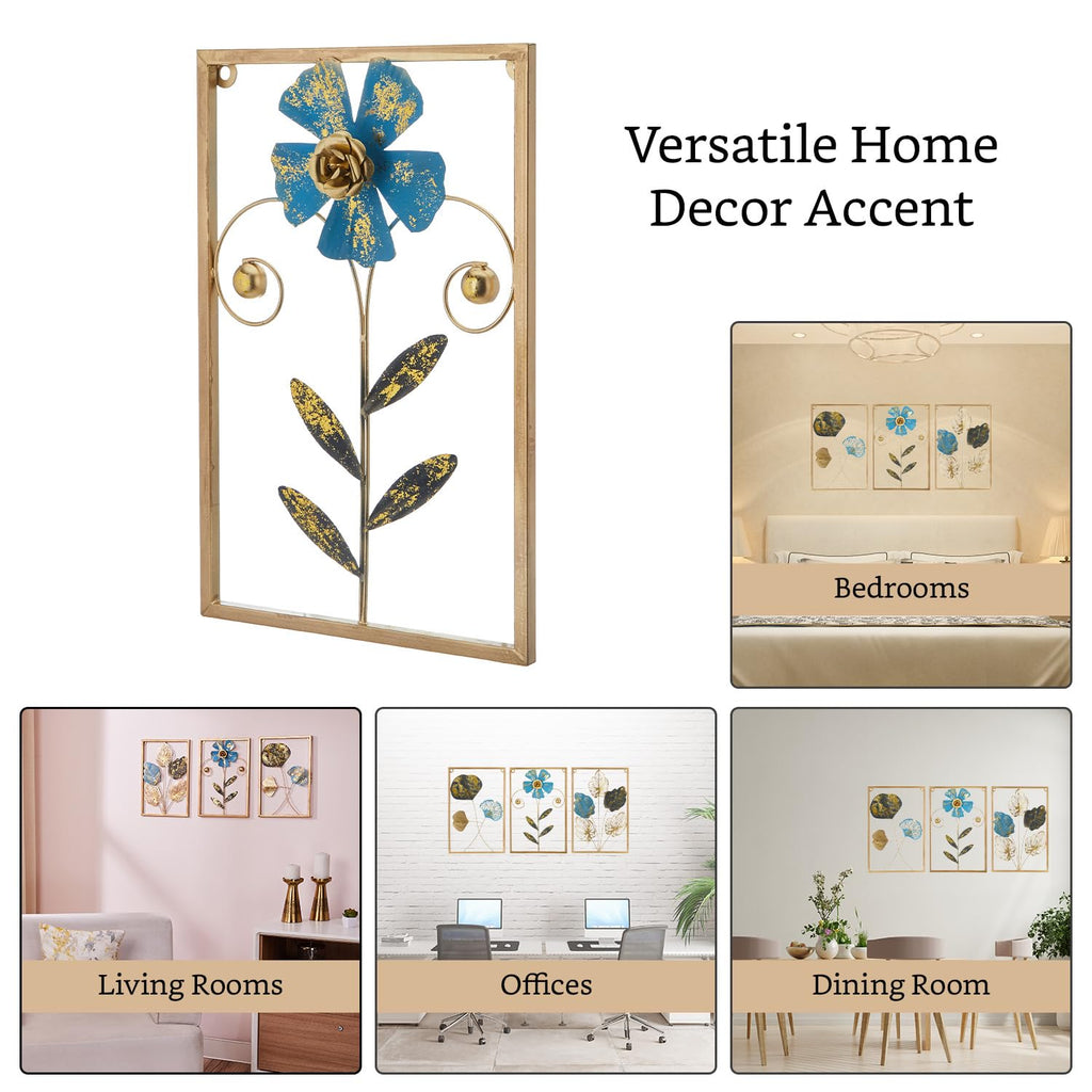 Amazon Brand – Solimo Leaves Metal Wall Decor | Elegant Nature-Inspired Iron Wall Hanging | Sturdy Iron | Wall Hanging | Wall Décor | Easy Installation | 37 x 25 cm Each | Set of 3