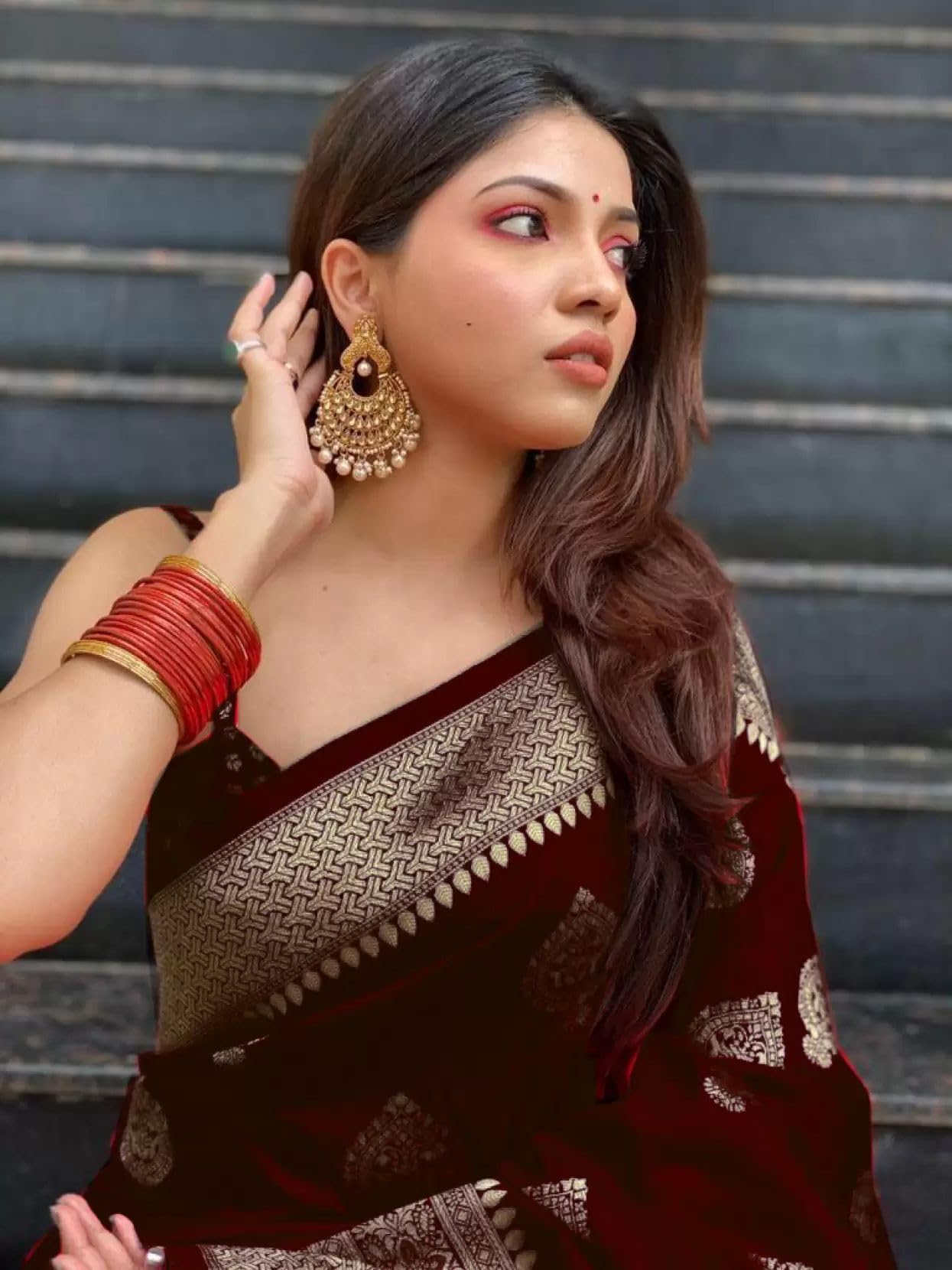 Shasmi Women's Banarasi Saree Pure Kanjivaram Silk Saree Soft new ladies 2026 Design Wear Pattu Sarees Latest Cotton Party Sari collections With Blouse Piece for Wedding sadi (PARI 122 MAROON)