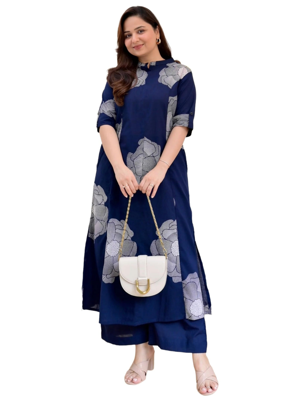 ANNI Designer Women's Viscose Blend Straight Printed Kurta with Palazzo (Daniel Blue_XXL_Blue_XX-Large)