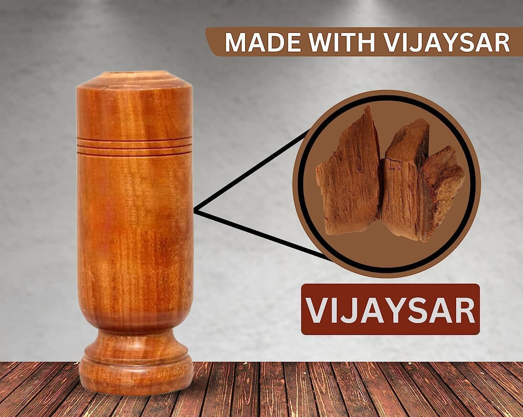 SEINON'S Diabetes Control Vijaysar Wooden Tumbler Glass for Drinking Water & Ayurvedic Glass for Diabetes Management and Blood Sugar Control (Singel Piece)