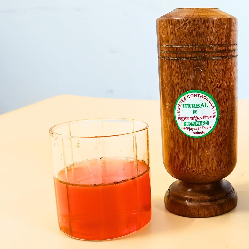 SEINON'S Diabetes Control Vijaysar Wooden Tumbler Glass for Drinking Water & Ayurvedic Glass for Diabetes Management and Blood Sugar Control (Singel Piece)
