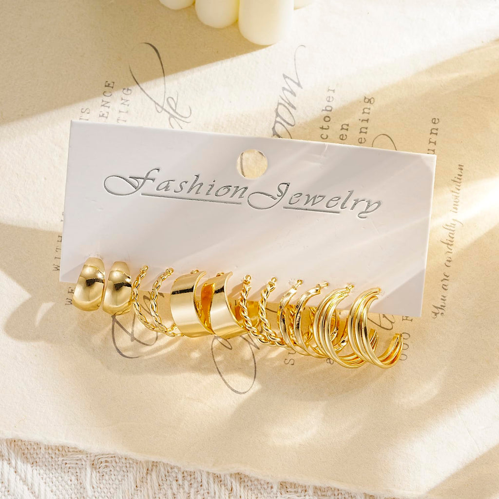Shining Diva Fashion 6 Pairs Combo Set Latest Stylish Hoop Earrings for Women and Girls (15725er)