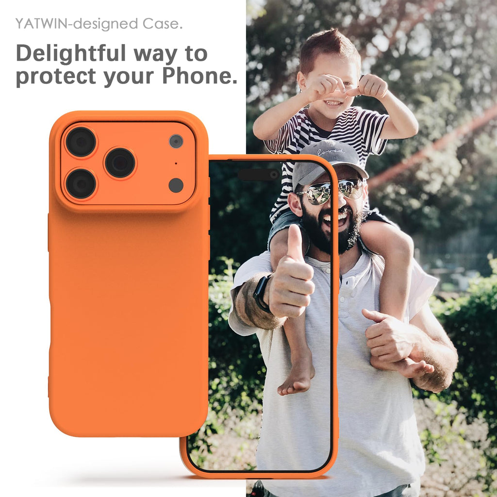 YATWIN Silicone Case for iPhone 17 Pro Max, Soft-Touch, Shockproof, DustProof, Antiskid Phone Cover for Apple iPhone 17 Pro Max - Orange