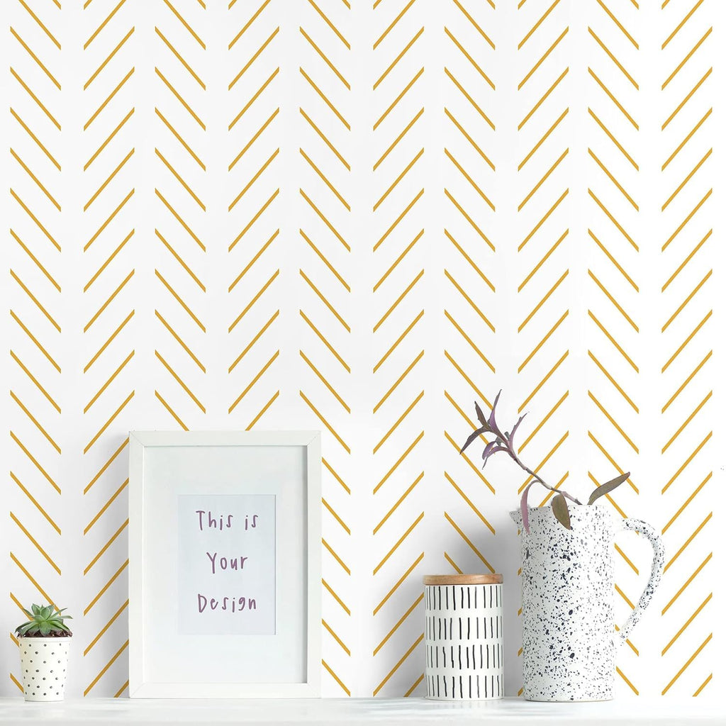 TEKCOOL Beige and White Peel and Stick Wallpaper Modern Herringbone Contact Paper Bathroom 17.7inch x 118.1inch Geometric Removable Wall Paper Peel and Stick Self Adhesive Contact Paper