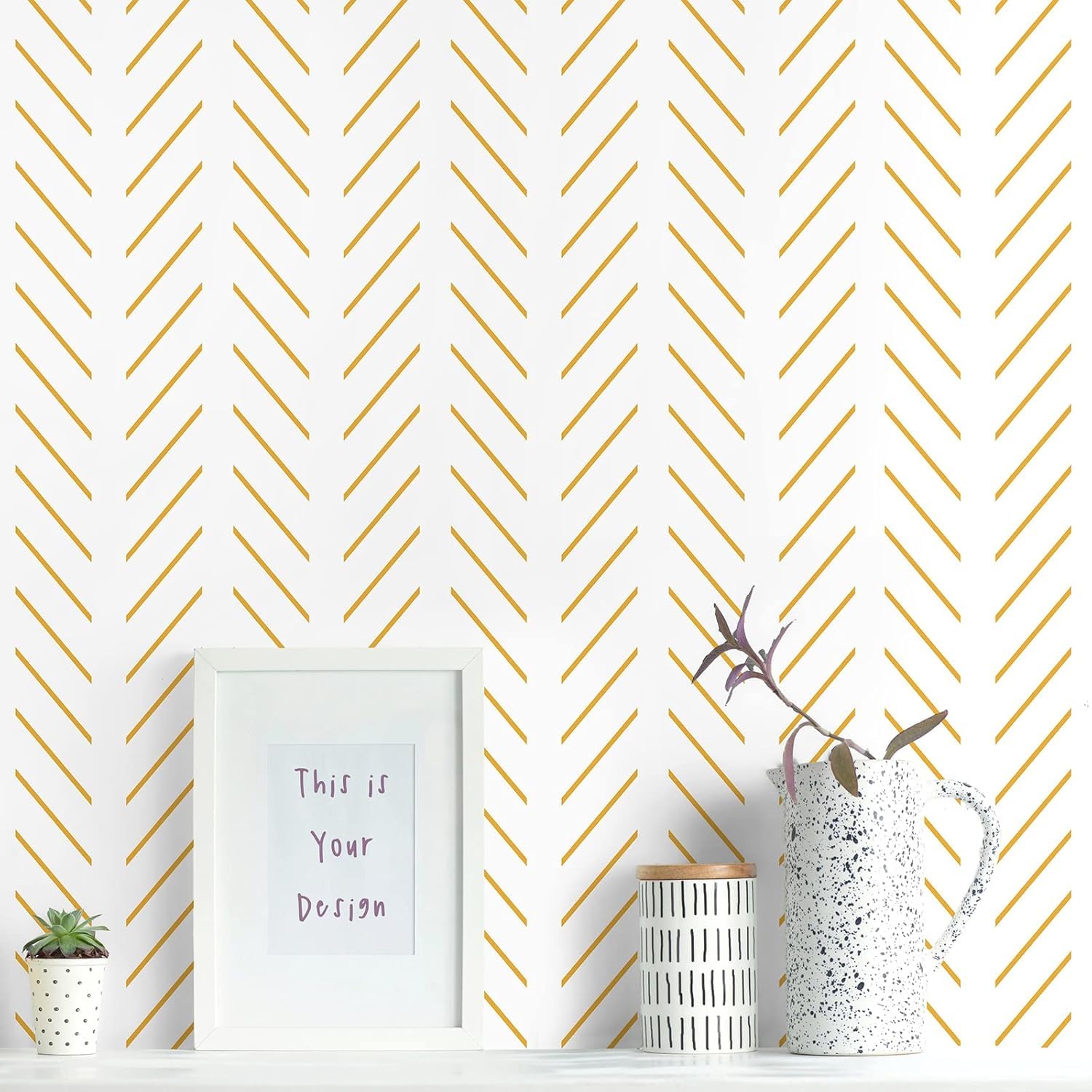 TEKCOOL Beige and White Peel and Stick Wallpaper Modern Herringbone Contact Paper Bathroom 17.7inch x 118.1inch Geometric Removable Wall Paper Peel and Stick Self Adhesive Contact Paper