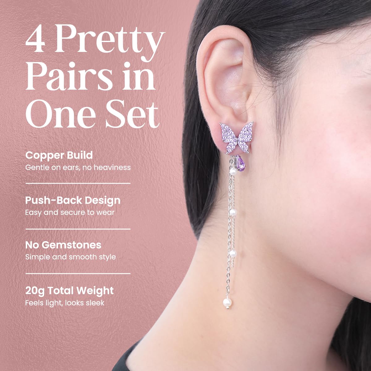 Elrose - 4 Pair of Korean Style Earrings for Girls| Earrings Combo Set for Women - Casual & Office Wearable Earrings