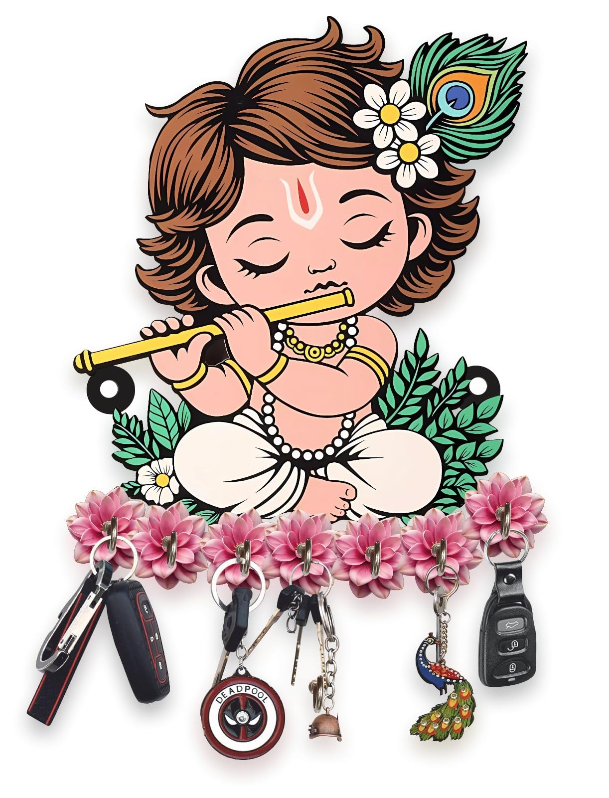 Webelkart Premium Cute Krishna Key Holder for Home/Office Decor/Key Hanger for Wall Decor,Decorative Item for Home (Cute Krishna)