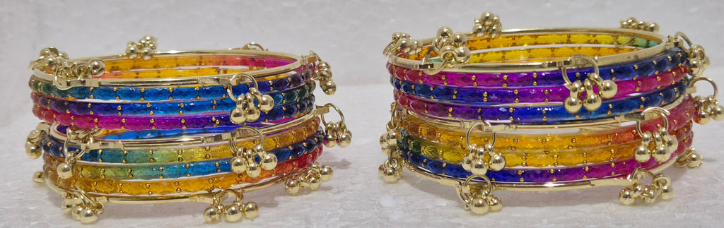 kashmiri ghangharoo glass bangle Set For Women And Girls | Light Weight Bangles | Traditional Transparent Fancy Glass Chudi Set for Wedding, Party (18 Bangles) (MULTI, 2.4)
