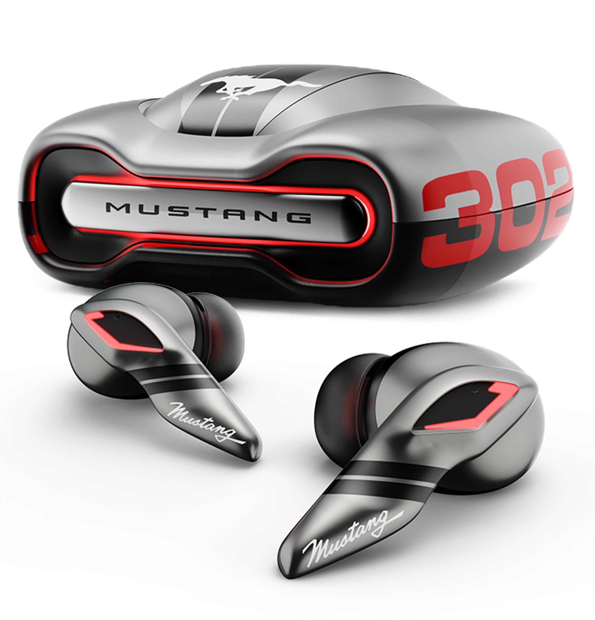 GOBOULT Mustang Torq Wireless in Ear Earbuds with 60H Playtime, App Support, Quad Mic ENC, 45ms Low Latency, 13mm Driver, Breathing LEDs, Made in India Ear Buds Wireless (Silver)