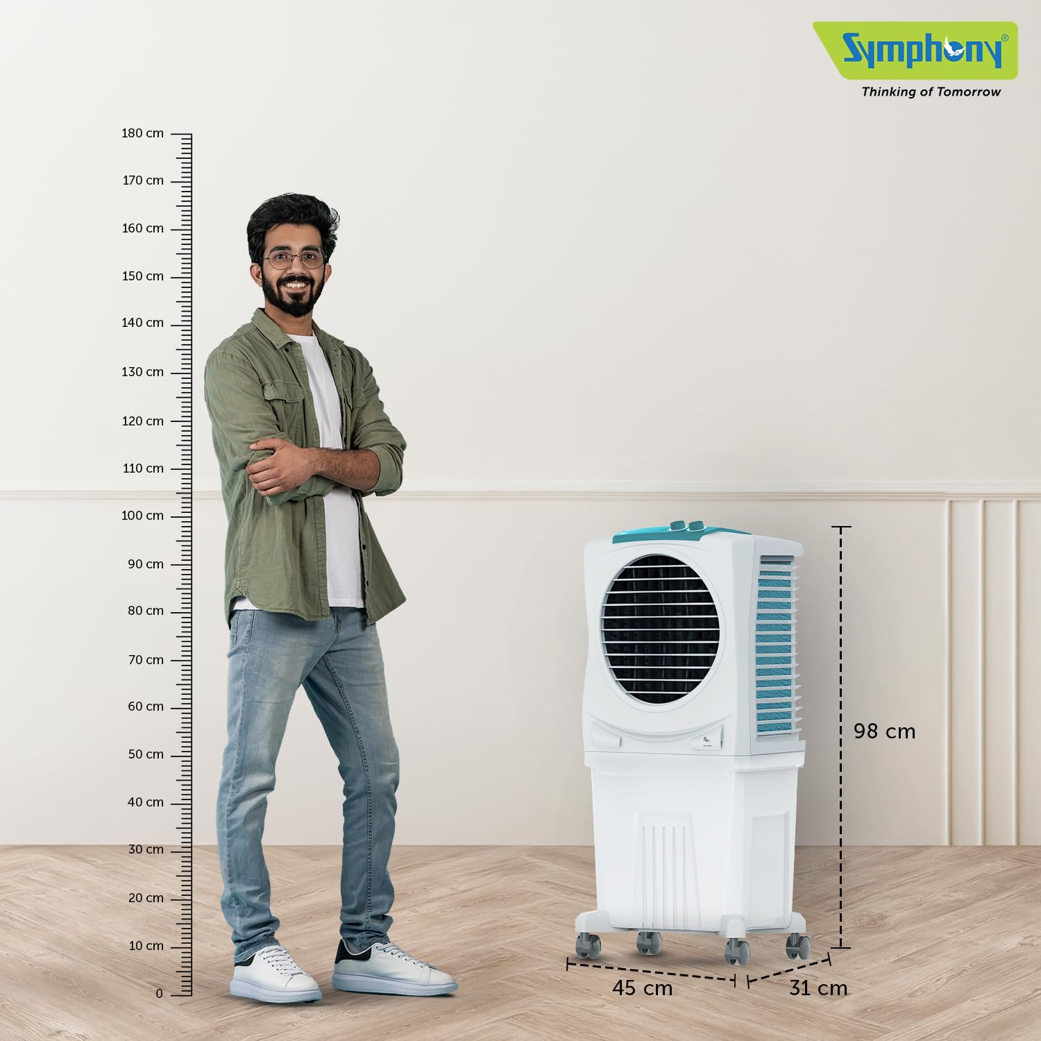 Symphony Ice Cube 40XL Room Air Cooler | Powerful fan | 3-Side Honeycomb Pads | CFD Technology | 1-Year Warranty