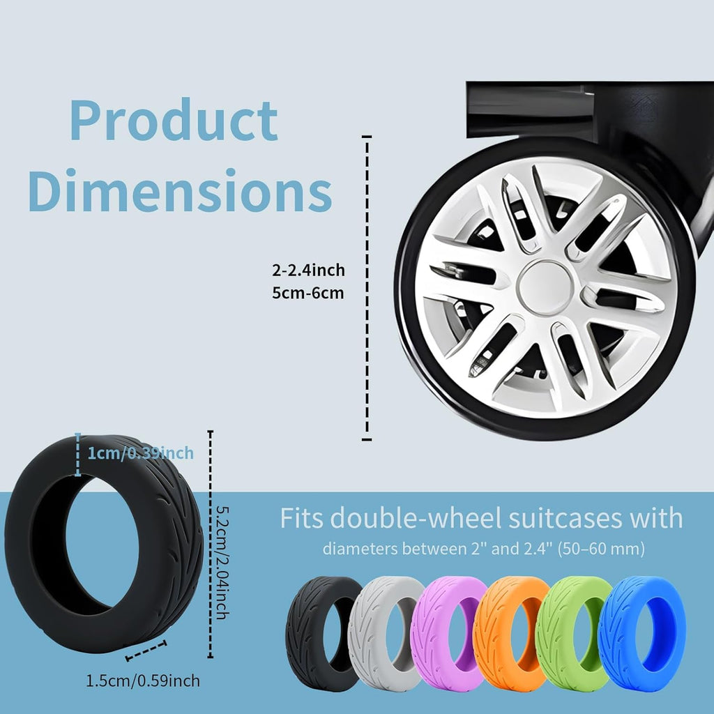 XIANCO Luggage Wheel Silicone Protector Cover, 16 Pieces, Black, Shock Absorption, for Trolley Bag Suitcase Spinner Wheel