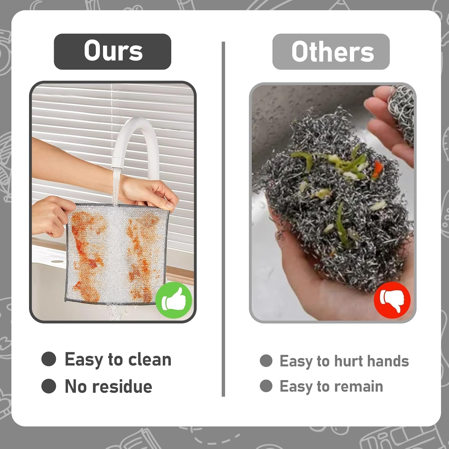 VARENYYA [ 7-pcs ] Wire Dishwashing Rags for Wet and Dry Non-Scratch Steel Wool Scrubber,Cleaning Pads Multi-use Kitchen Wipes, Stainless Steel Miracle Cleaning Cloths Scrub Sponges