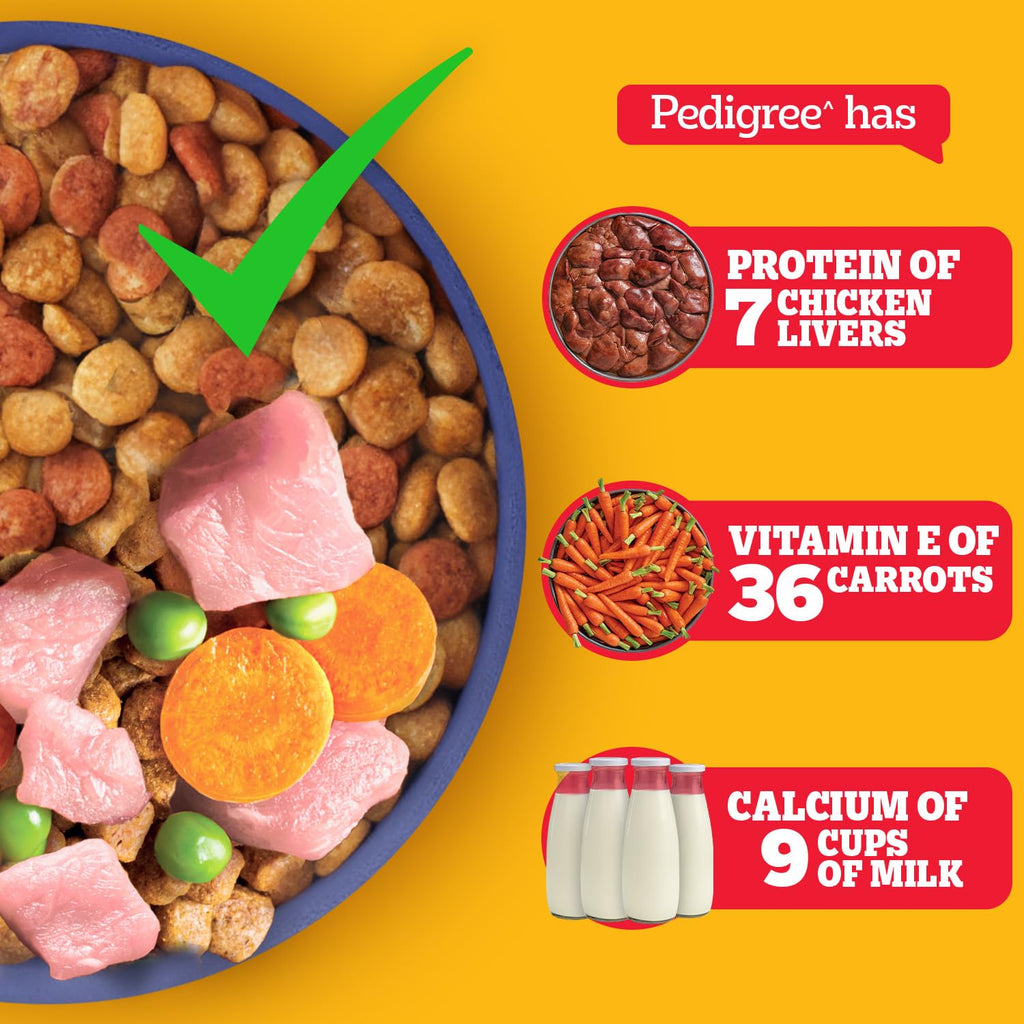 Pedigree Puppy Dry Dog Food, Chicken & Milk, 3 kg, Contains 37 Essential Nutrients, 100% Complete & Balanced Food for Puppies