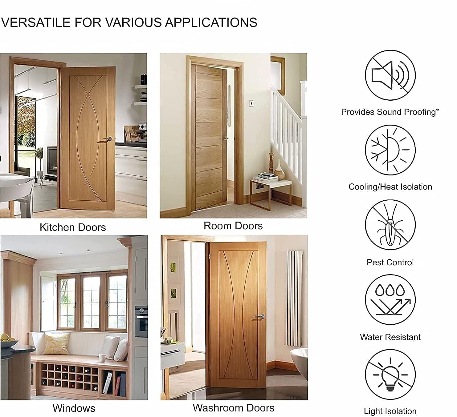 VOOY Door Bottom Sealing Strip Guard for Home | (39 inches, Pack of 3) | Door Stoppers | Door Seal | Door Closers | Sound-Proof Reduce Noise Energy Saving Weather Stripping | Waterproof (3)